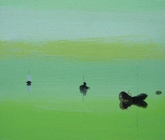 lagoon with some small human working 21x13 cm ©Arra by rob arbouw