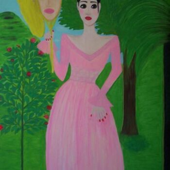 Malerei mit dem Titel "FEMME TENANT SON MA…" von Victoria Fadhila Abessi, Original-Kunstwerk