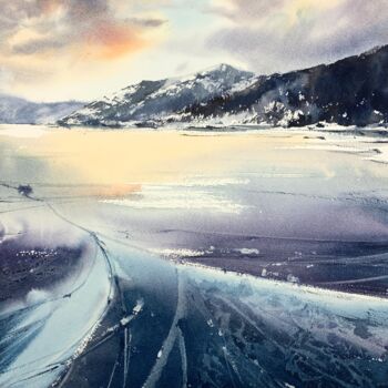 Painting titled "Lake Baikal #3" by Eugenia Gorbacheva, Original Artwork, Watercolor