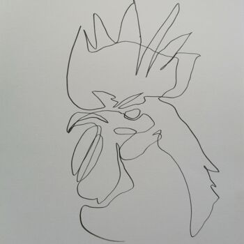 Drawing titled "Coq" by Anna An, Original Artwork, Marker