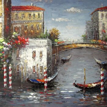 Painting titled "Venice 112" by Lermay Chang, Original Artwork, Oil Mounted on Wood Stretcher frame