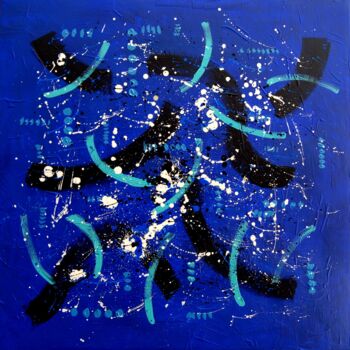 Painting titled "Blue Love Explosion" by Kino Mistral, Original Artwork, Acrylic Mounted on Wood Stretcher frame