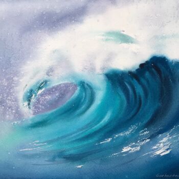Peinture intitulée "Wave #7" par Eugenia Gorbacheva, Œuvre d'art originale, Aquarelle