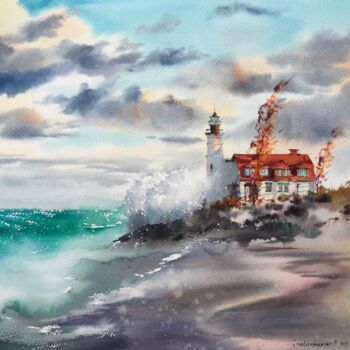 Painting titled "Before the storm Li…" by Eugenia Gorbacheva, Original Artwork, Watercolor