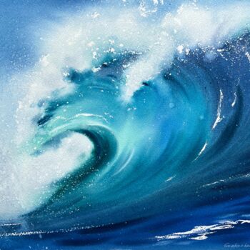 Pittura intitolato "Wave #9" da Eugenia Gorbacheva, Opera d'arte originale, Acquarello