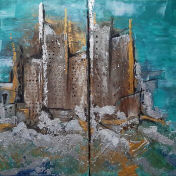 Pittura intitolato "Azur City" da Jasna Milosavac, Opera d'arte originale, Acrilico