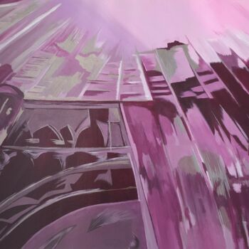 Peinture intitulée "Purple Building" par Céline Pardon, Œuvre d'art originale, Acrylique