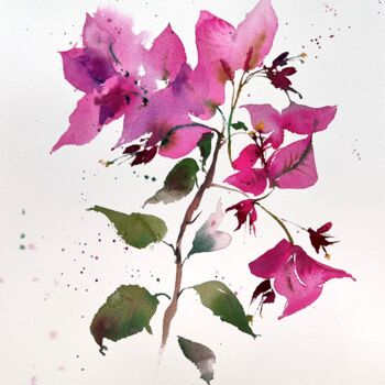 Pittura intitolato "Bougainvillea #2" da Eugenia Gorbacheva, Opera d'arte originale, Acquarello