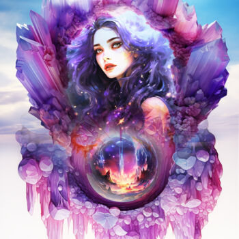 Arts numériques intitulée "Purple Fairy" par Vyctoire Sage, Œuvre d'art originale, Photo montage