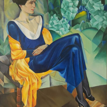 Картина под названием "Портрет Ахматовой,…" - Ксения Алексеева, Подлинное произведение искусства, Масло Установлен на Деревя…