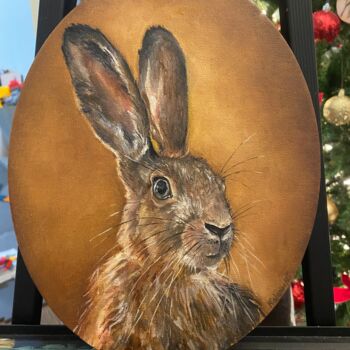 Painting titled "Mr Rabbit" by Mishanina Julia, Original Artwork, Oil