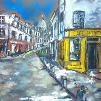 Painting titled "Rue NORVINS" by Laurent Chevalet, Original Artwork, Pastel