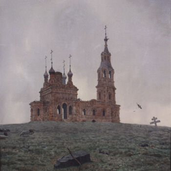 Schilderij getiteld "Gloomy day" door Alexander Mukhin-Cheboksarsky, Origineel Kunstwerk, Aquarel