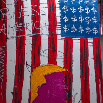 Картина под названием "MR. AMERICA" - Saint Pablo, Подлинное произведение искусства, Акрил Установлен на Деревянная рама для…