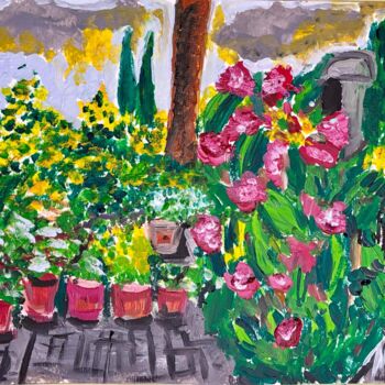 Peinture intitulée "Giardino in fiore" par Mario Pratesi, Œuvre d'art originale, Huile