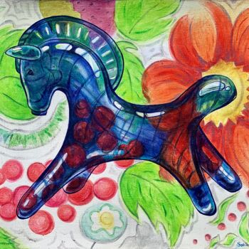 Peinture intitulée "Glass horse" par Loveenergy Style Contemporary Unique Art, Œuvre d'art originale, Acrylique