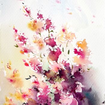 Peinture intitulée "Pink fantasies #2" par Eugenia Gorbacheva, Œuvre d'art originale, Aquarelle