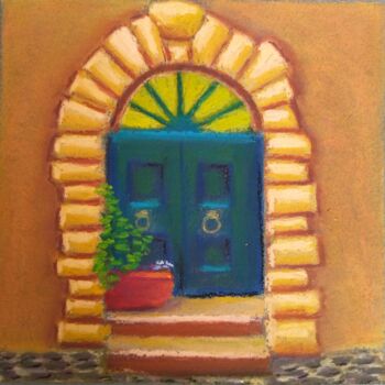Painting titled "Archway and Red pot" by Adonis Tukhvatshyn, Original Artwork, Pastel