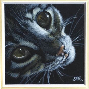 Painting titled "Chat noir" by Isabelle Molinard, Original Artwork, Acrylic