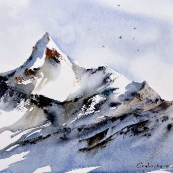 Картина под названием "Mountainscape #27" - Eugenia Gorbacheva, Подлинное произведение искусства, Акварель