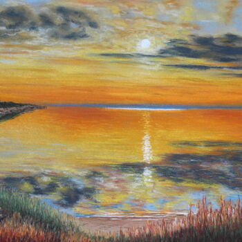 Drawing titled "On the Sunset" by Serge Ra, Original Artwork, Pastel