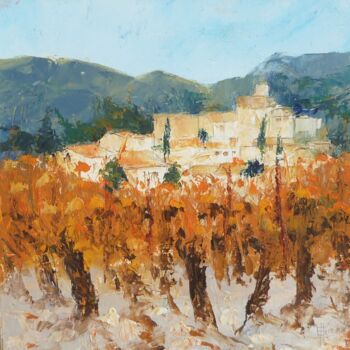 Schilderij getiteld "Vignes de la vallée…" door Eve Hernandez, Origineel Kunstwerk, Olie