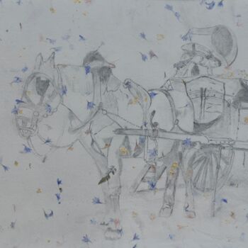 Dibujo titulada "Vendanges  dans l'A…" por Pedrola Alban, Obra de arte original, Lápiz Montado en Otro panel rígido