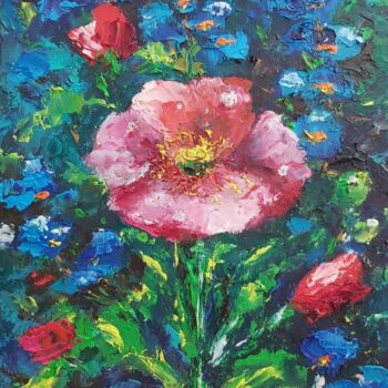 Pintura intitulada "Flowers painting oi…" por Tatiana Krilova, Obras de arte originais, Óleo