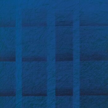 Gravures & estampes intitulée "Blue Manuscript" par Niki Kanagini, Œuvre d'art originale, Sérigraphie