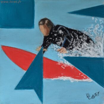 Картина под названием "Surf aux jeux olymp…" - Catherine Costet (Lccat), Подлинное произведение искусства, Пастель