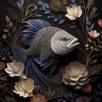 Arts numériques intitulée "Fisch Portrait" par R.W.Born, Œuvre d'art originale, Image générée par l'IA