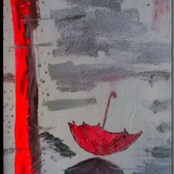 Dessin intitulée "المظلة المنسية" par Lmorabit, Œuvre d'art originale, Acrylique