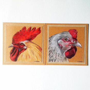 图画 标题为“Coq et poule” 由Sabrina Riggio, 原创艺术品, 铅笔