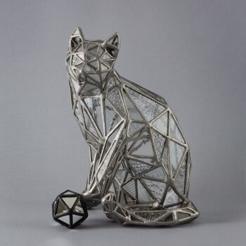 Sculpture titled "Félin" by Jean-Jacques Joujon (JimaJine), Original Artwork, Glass