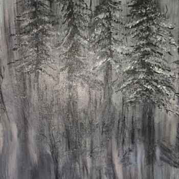 Картина под названием "Dark trees" - Наталья Иванова, Подлинное произведение искусства, Акрил Установлен на Деревянная рама…