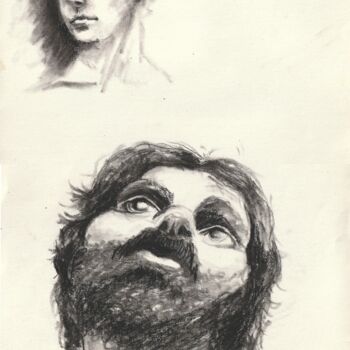Drawing titled "désaccord" by Edith Donc, Original Artwork, Charcoal
