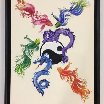 Pintura titulada "Balığın Yin Yang Ef…" por Naci̇Ye Biyik N&B Sanat Art Gallerys, Obra de arte original, Lápiz Montado en Otr…