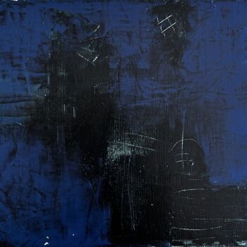 Painting titled "Blue night" by Stanislav Yushkov, Original Artwork, Encaustic Mounted on Wood Stretcher frame