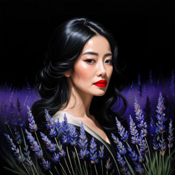 Digitale Kunst getiteld "Violet - Portrait i…" door R.W.Born, Origineel Kunstwerk, AI gegenereerde afbeelding