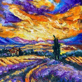 Painting titled "Lavender field" by Oksana Almiz, Original Artwork, Oil
