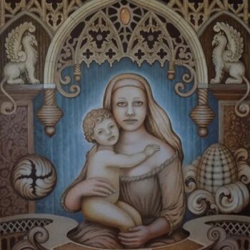 Pintura intitulada "Мадонна" por Vitalii Gusevskii, Obras de arte originais, Óleo Montado em Armação em madeira