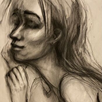 Drawing titled "Dreamy" by Marin, Original Artwork, Pastel Mounted on Wood Stretcher frame