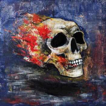 Painting titled "Skull" by Vaxo Lang, Original Artwork, Acrylic