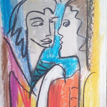 Dessin intitulée "Couple 1" par Laudu, Œuvre d'art originale, Pastel