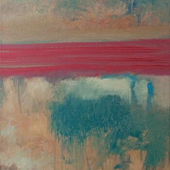 Painting titled "Crimson Waters" by Thomas Hjelm, Original Artwork, Oil Mounted on Wood Stretcher frame