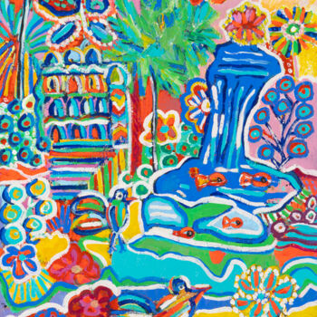 "Mon jardin d'eden m…" başlıklı Tablo Sophie Petetin tarafından, Orijinal sanat, Akrilik Ahşap Sedye çerçevesi üzerine monte…
