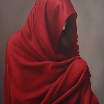 "Red Veil Portrait" başlıklı Dijital Sanat Bilge Paksoylu tarafından, Orijinal sanat, AI tarafından oluşturulan görüntü
