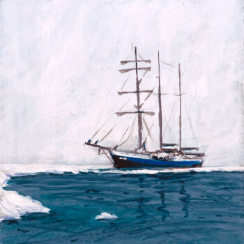 Painting titled "Topsail schooner An…" by Asan Kurtmalaiev, Original Artwork, Acrylic