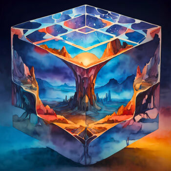 Arts numériques intitulée "Cube Magic" par Tucari P, Œuvre d'art originale, Peinture numérique
