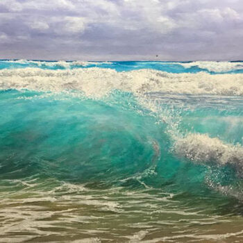 Painting titled "Crashing Waves" by Nuwan Darshana, Original Artwork, Acrylic